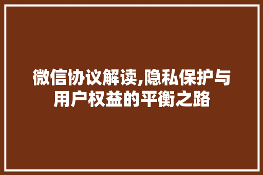 微信协议解读,隐私保护与用户权益的平衡之路