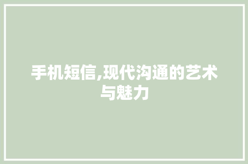 手机短信,现代沟通的艺术与魅力 小程序开发