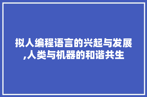 拟人编程语言的兴起与发展,人类与机器的和谐共生