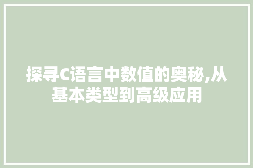探寻C语言中数值的奥秘,从基本类型到高级应用