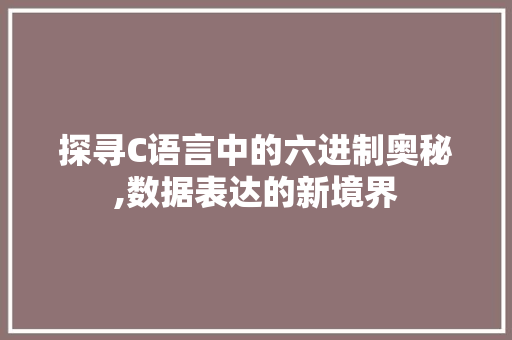 探寻C语言中的六进制奥秘,数据表达的新境界