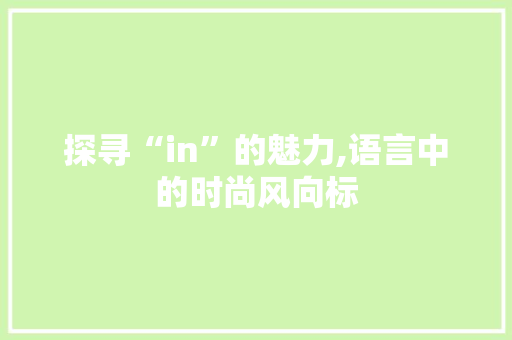 探寻“in”的魅力,语言中的时尚风向标