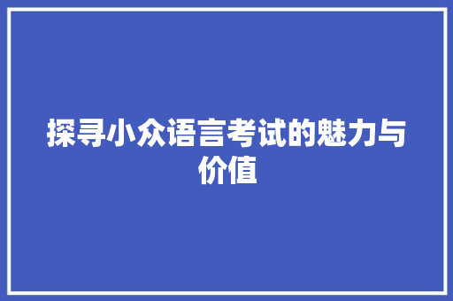 探寻小众语言考试的魅力与价值