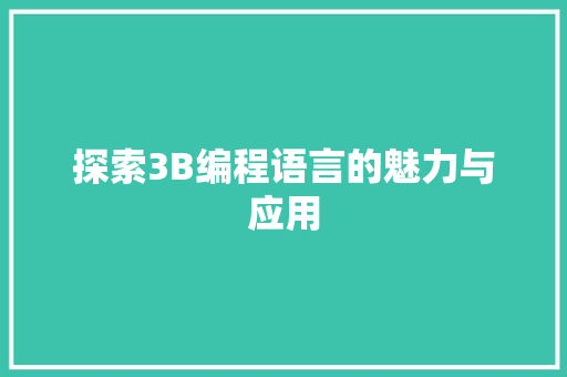 探索3B编程语言的魅力与应用