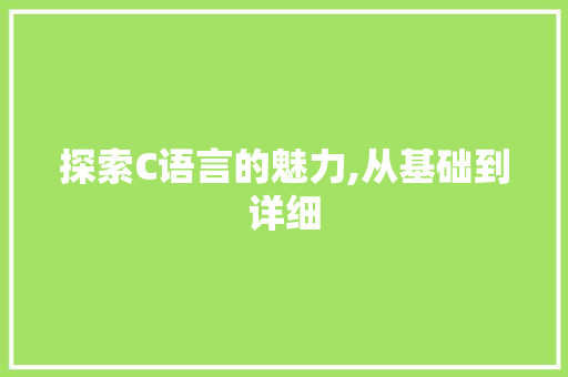探索C语言的魅力,从基础到详细