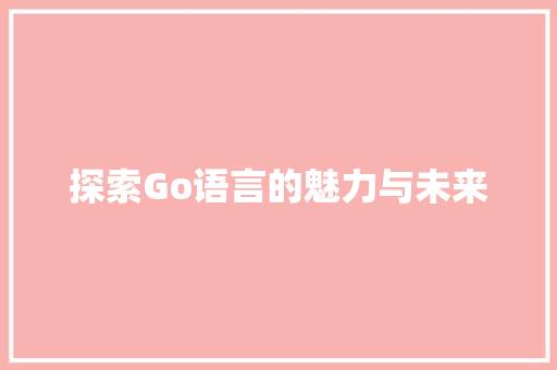 探索Go语言的魅力与未来