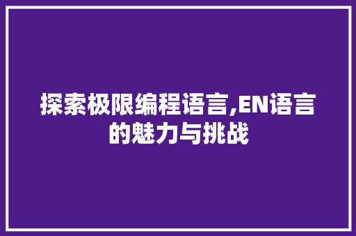 探索极限编程语言,EN语言的魅力与挑战