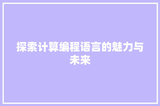 探索计算编程语言的魅力与未来 AI技术学习