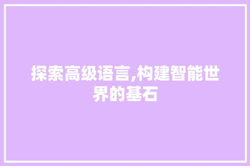 探索高级语言,构建智能世界的基石