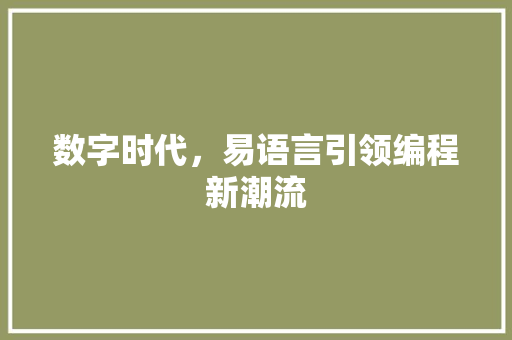 数字时代，易语言引领编程新潮流 百度算法