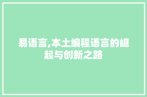 易语言,本土编程语言的崛起与创新之路