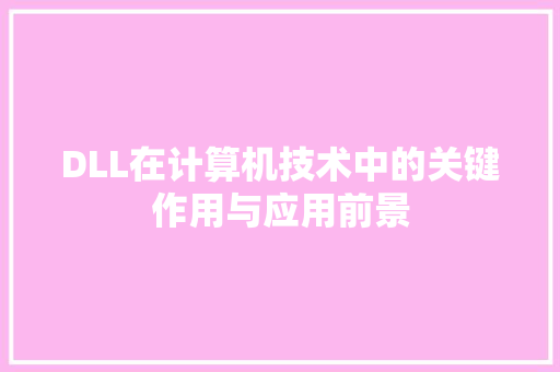 DLL在计算机技术中的关键作用与应用前景