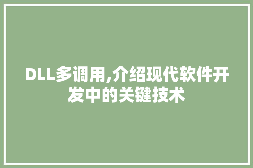 DLL多调用,介绍现代软件开发中的关键技术