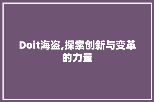 Doit海盗,探索创新与变革的力量