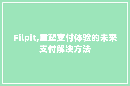 Filpit,重塑支付体验的未来支付解决方法