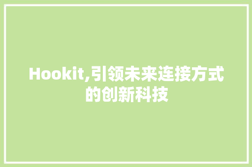 Hookit,引领未来连接方式的创新科技