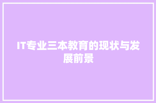 IT专业三本教育的现状与发展前景