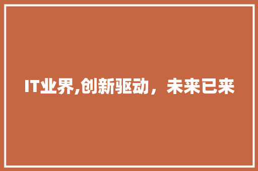 IT业界,创新驱动，未来已来
