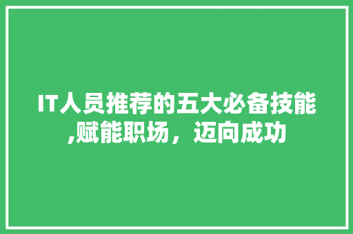 IT人员推荐的五大必备技能,赋能职场，迈向成功 网站开发
