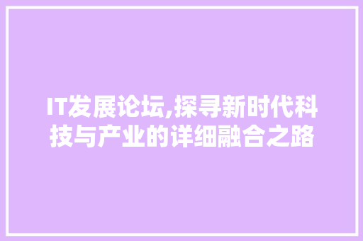 IT发展论坛,探寻新时代科技与产业的详细融合之路