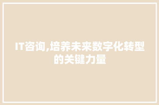 IT咨询,培养未来数字化转型的关键力量