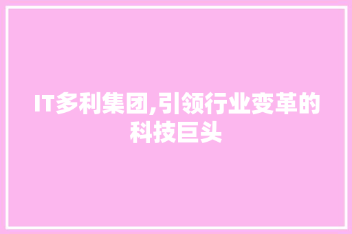 IT多利集团,引领行业变革的科技巨头