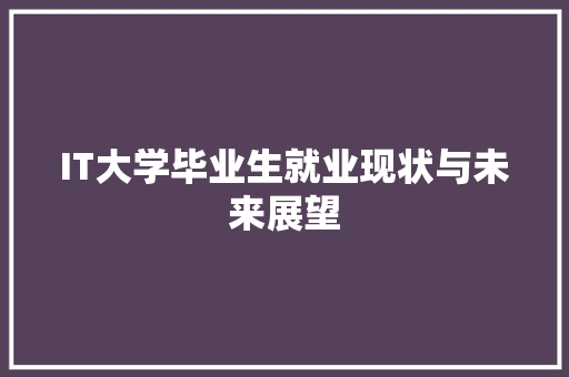 IT大学毕业生就业现状与未来展望