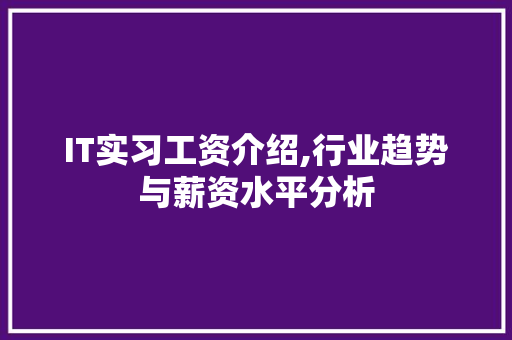 IT实习工资介绍,行业趋势与薪资水平分析