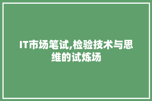 IT市场笔试,检验技术与思维的试炼场