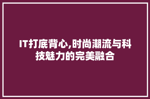 IT打底背心,时尚潮流与科技魅力的完美融合