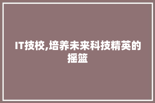 IT技校,培养未来科技精英的摇篮 360搜优化