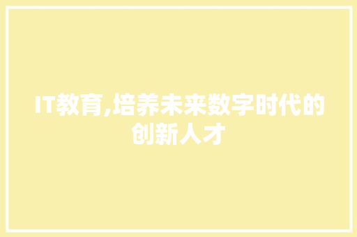 IT教育,培养未来数字时代的创新人才