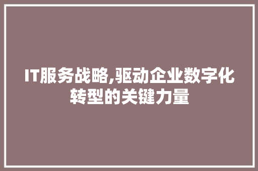 IT服务战略,驱动企业数字化转型的关键力量