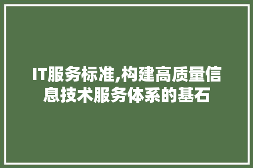 IT服务标准,构建高质量信息技术服务体系的基石 头条优化