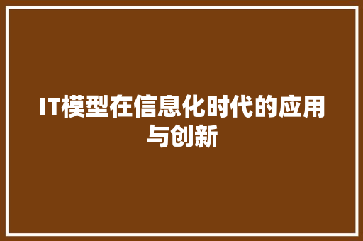 IT模型在信息化时代的应用与创新 网站开发
