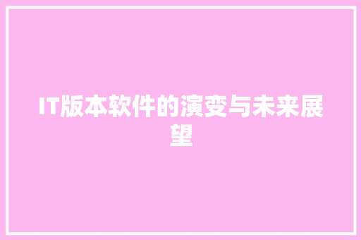 IT版本软件的演变与未来展望
