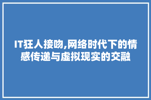 IT狂人接吻,网络时代下的情感传递与虚拟现实的交融