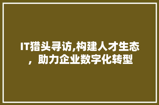 IT猎头寻访,构建人才生态，助力企业数字化转型