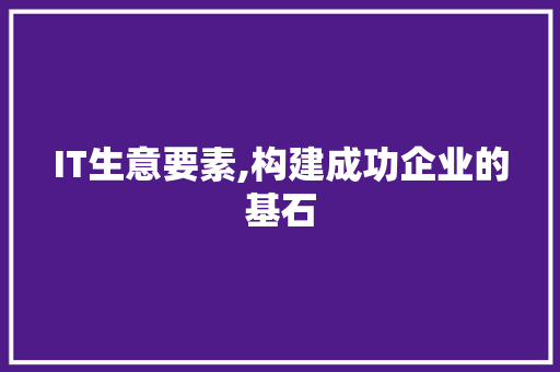 IT生意要素,构建成功企业的基石