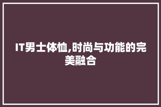 IT男士体恤,时尚与功能的完美融合