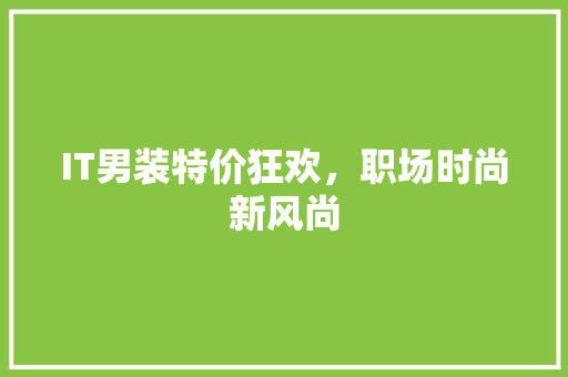 IT男装特价狂欢，职场时尚新风尚