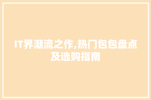 IT界潮流之作,热门包包盘点及选购指南