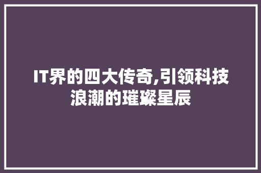 IT界的四大传奇,引领科技浪潮的璀璨星辰 搜狗优化