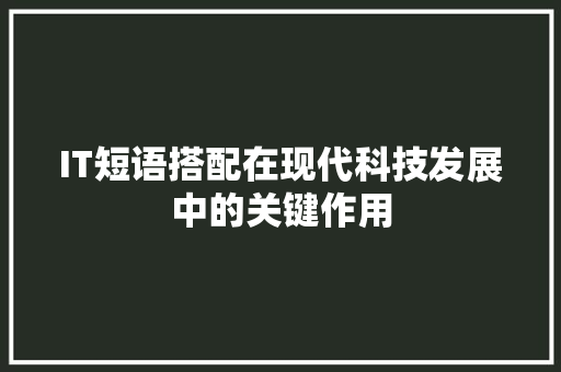 IT短语搭配在现代科技发展中的关键作用