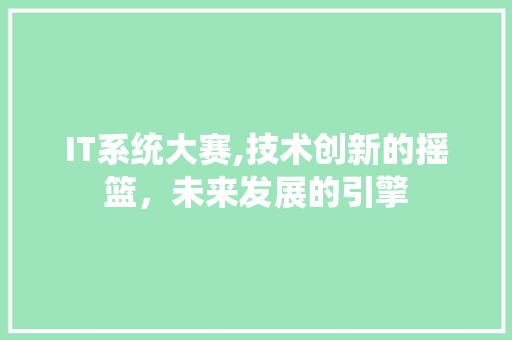IT系统大赛,技术创新的摇篮，未来发展的引擎