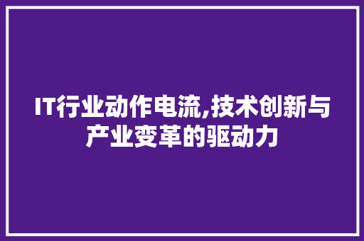 IT行业动作电流,技术创新与产业变革的驱动力