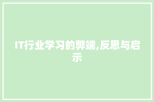 IT行业学习的弊端,反思与启示