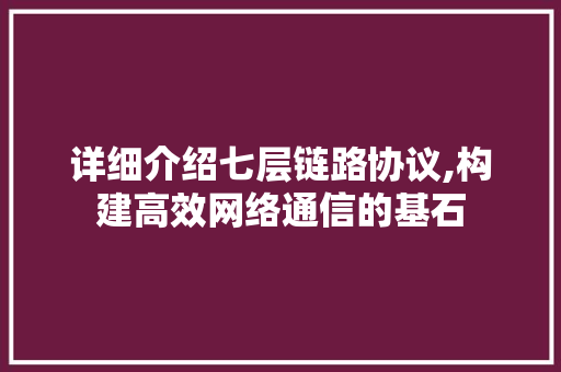 详细介绍七层链路协议,构建高效网络通信的基石