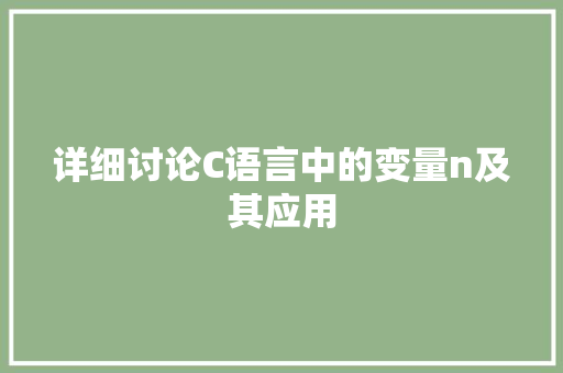 详细讨论C语言中的变量n及其应用 英文谷歌算法
