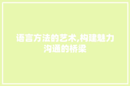 语言方法的艺术,构建魅力沟通的桥梁
